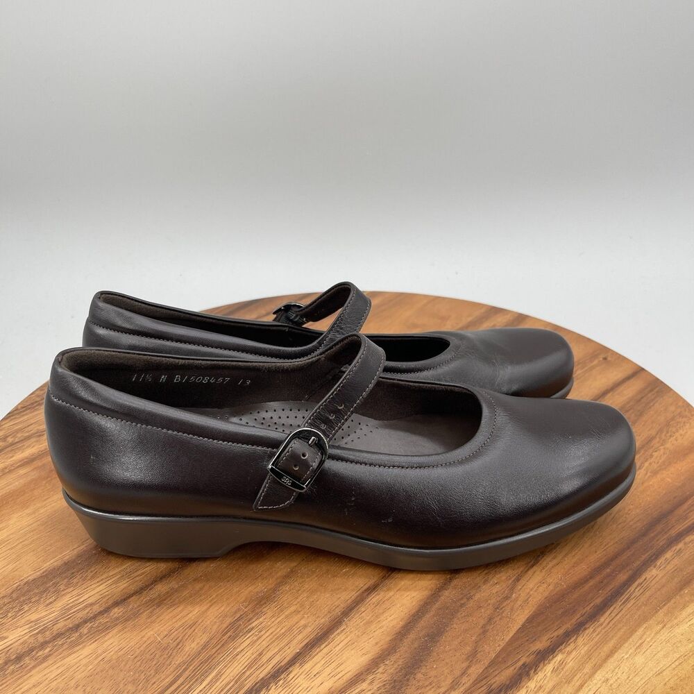 SAS Maria Flats Womens Size 11.5 N Black Leather Mary Jane Casual Comfort Shoes